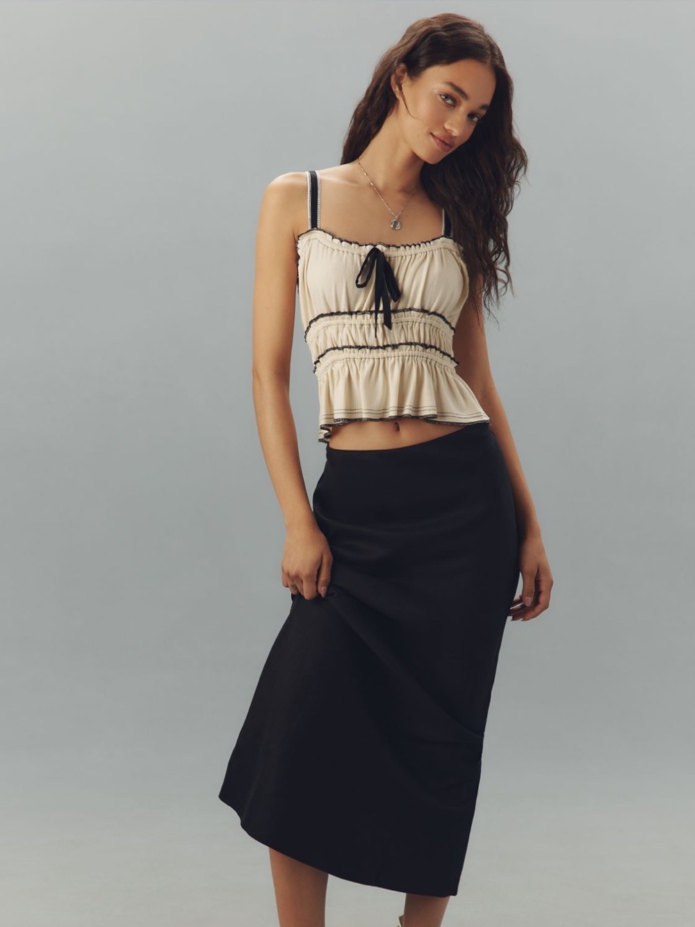 Pilcro Tiered Ruffle Hem Ruched Tank Top - Picture 4 of 4